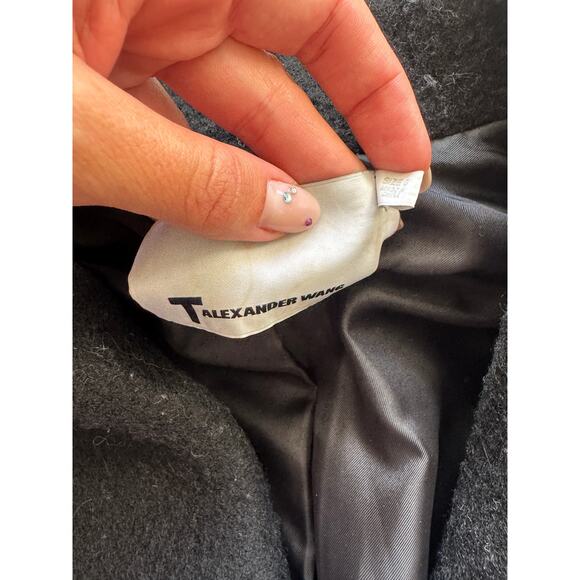 T by Alexander Wang Horizon Stripe Double-Breasted Ombre Wool Car Coat - Picture 7 of 15